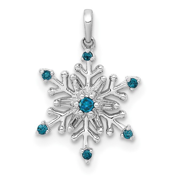 14k White Gold 1/10ct. Blue and White Diamond Snowflake Pendant,All Products : American Fashion Style Bags On Sale